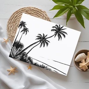 Carte Postale Plage au palmier dessin à la plume