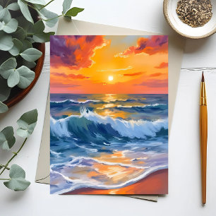 Carte Postale Plage Coucher de Soleil Heure Dorée Côtière