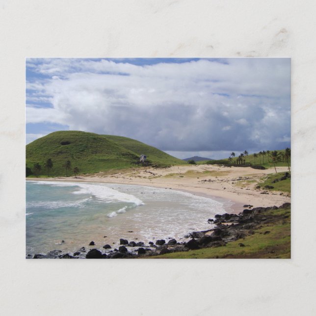 Carte Postale Plage d'Anakena, Île de Pâques, Chili (Devant)