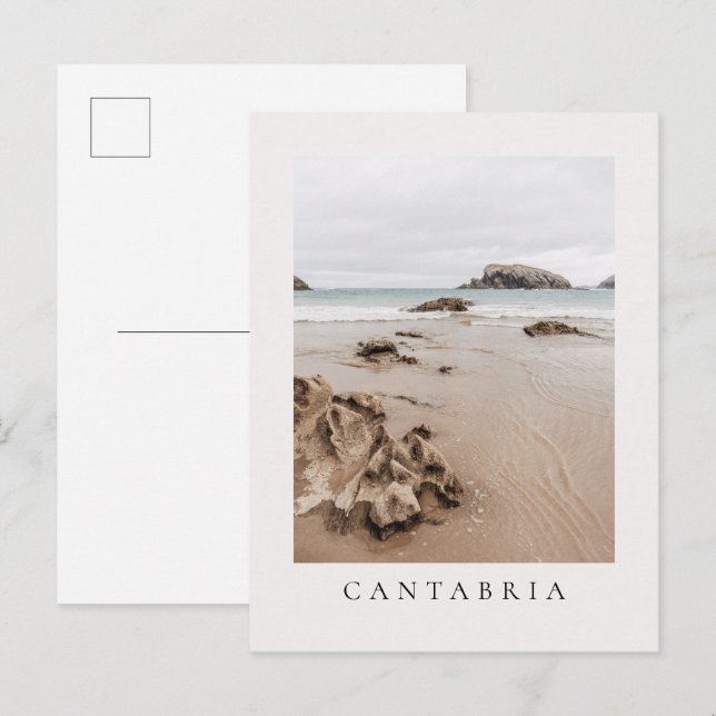 Carte Postale Plage d'Arnia en Espagne, plage à l'esthétique neu (Devant / Derrière)