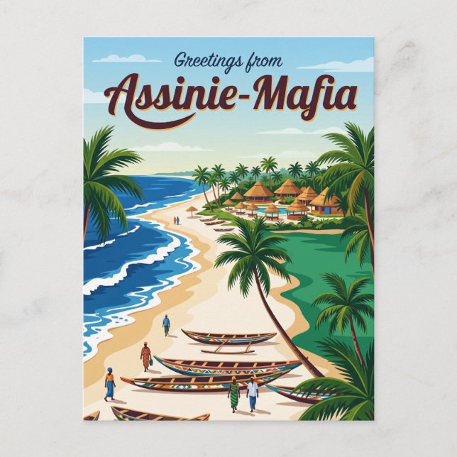 Carte Postale Plage d'Assinie-Mafia Côte d'Ivoire (Devant)