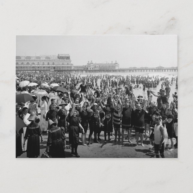 Carte Postale Plage d'Atlantic City, 1910 (Devant)