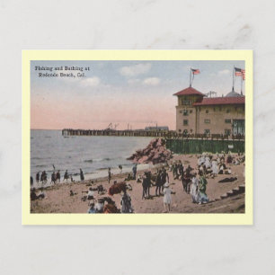 Carte Postale Plage de baignade, Redondo Beach Californie Vintag