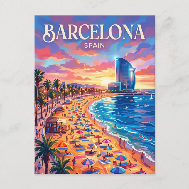 Carte Postale Plage de Barceloneta Espagne (Devant)