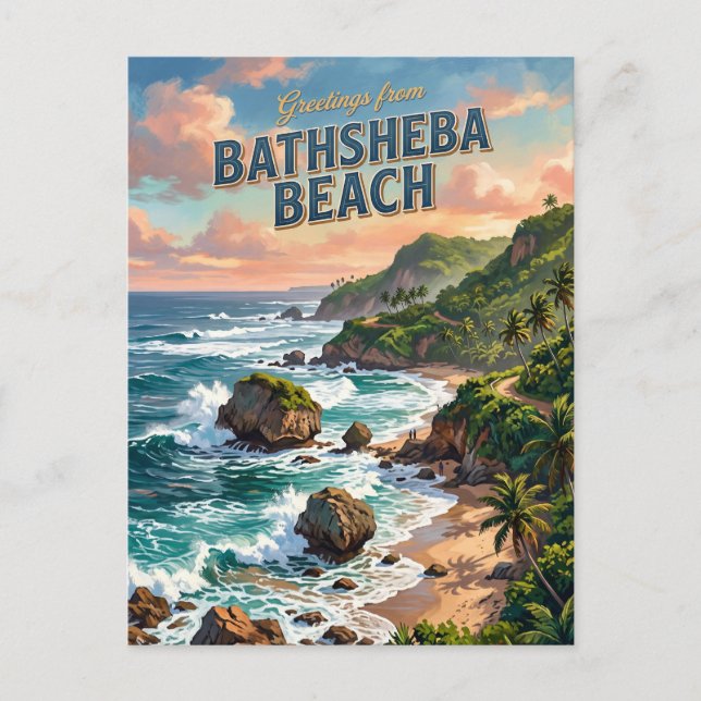 Carte Postale Plage de Bathsheba à la Barbade (Devant)