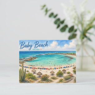 Carte Postale Plage de bébé Aruba Voyage souvenir des Caraïbes