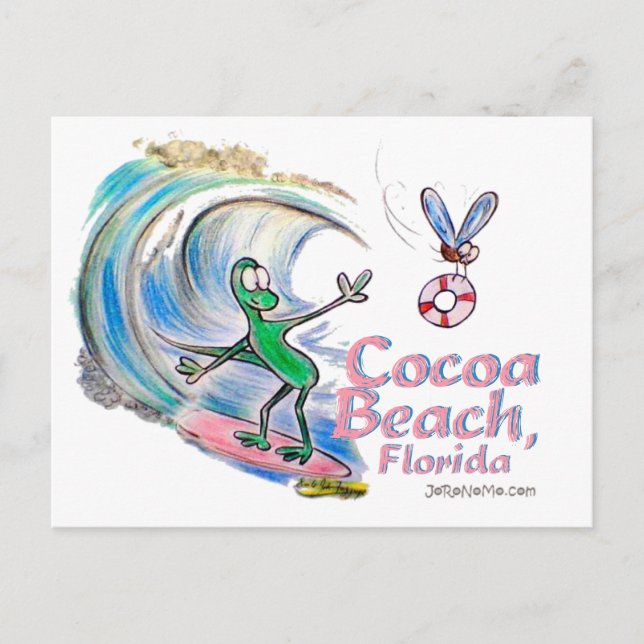 Carte Postale Plage de cacao Durante Surfing, Floride (Devant)