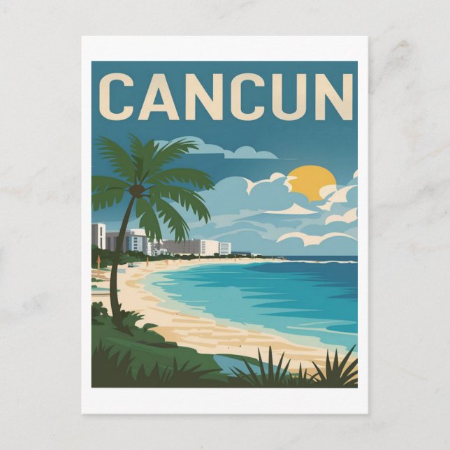 Carte Postale Plage de Cancun Vintage voyage Mexique (Devant)
