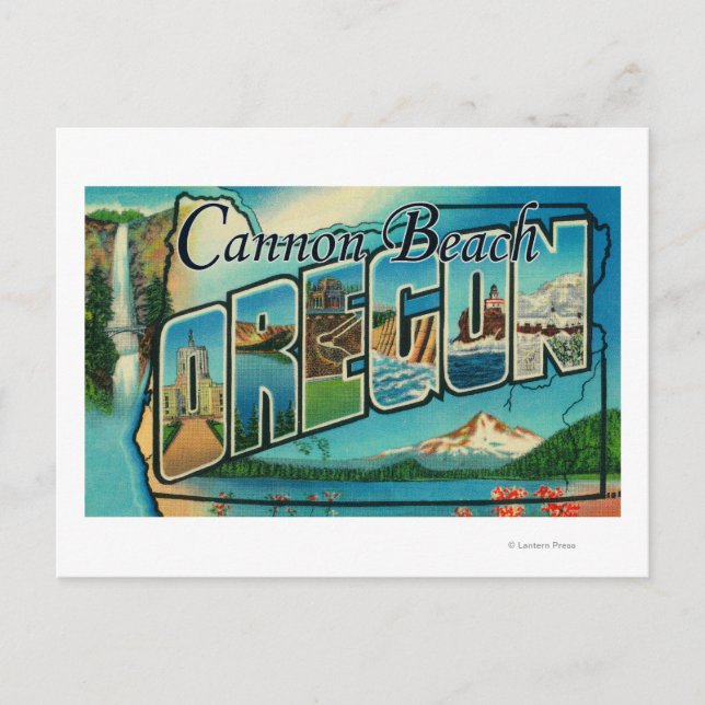 Carte Postale Plage de Cannon, Oregon - Scènes à grandes lettres (Devant)