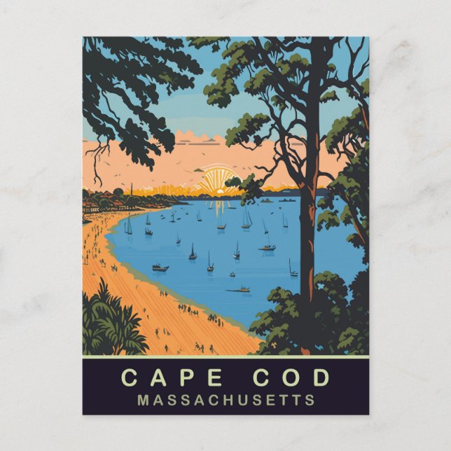 Carte Postale Plage de Cape Cod, Massachusetts, Voyage Ancien (Devant)