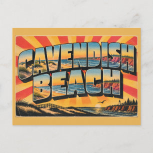 Carte Postale Plage de Cavendish ÎPE Dunes Falaises Rouges Art
