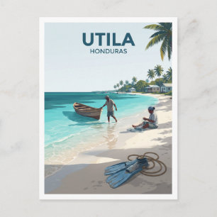 Carte Postale Plage de Chepes, Utila Honduras