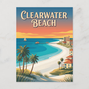 Carte Postale Plage de Clearwater Floride Côte du Golfe Affiche