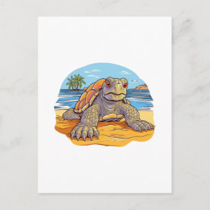 Carte Postale Plage de dessin animé de tortue