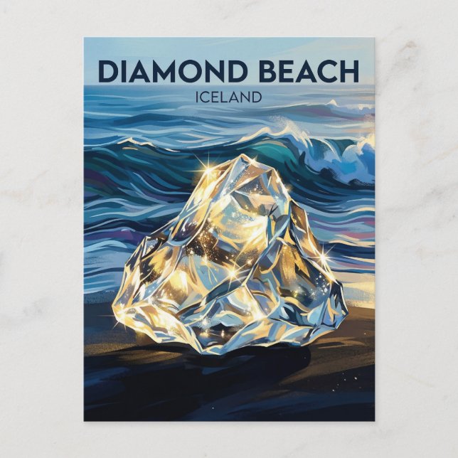 Carte Postale Plage de diamant en Islande (Devant)