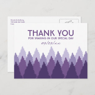 Carte Postale Plage de forêt violet Bois Mariage Merci