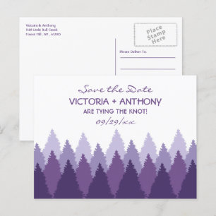 Carte Postale Plage de forêt violette Bois mariage Enregistrer l