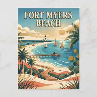 Carte Postale Plage de Fort Myers Floride Côte du Golfe Affiche
