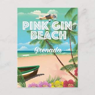 Carte Postale plage de gin rose Grenade affiche voyage