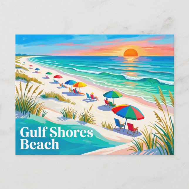 Carte Postale Plage de Gulf Shores Alabama (Devant)