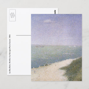 Carte Postale Plage de Honfleur par Georges Seurat, Art Vintage