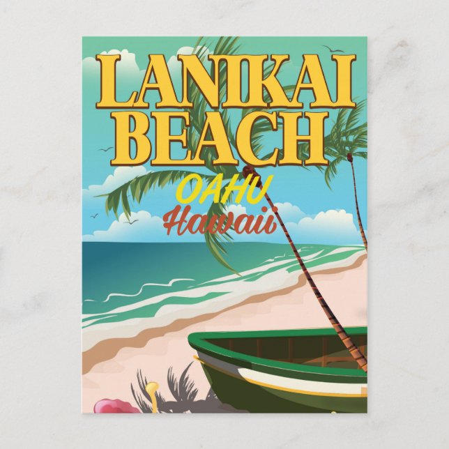 Carte Postale plage de Lanikai Hawaii affiche de voyage (Devant)