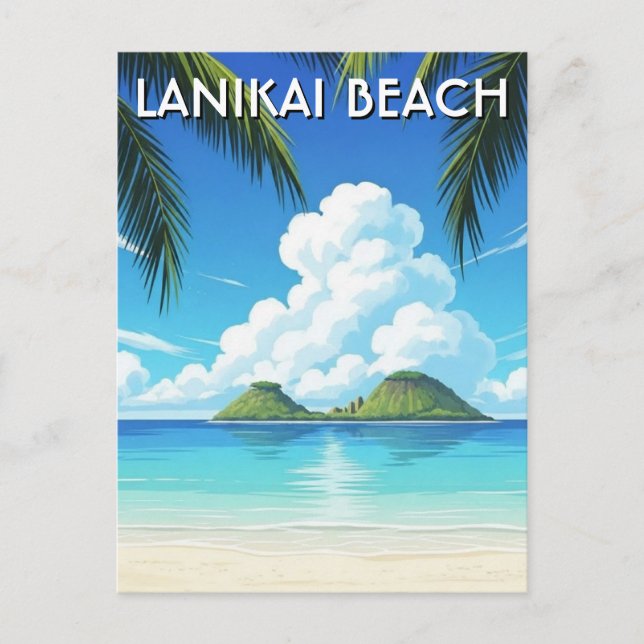 Carte Postale Plage de Lanikai, voyage à Hawaï (Devant)