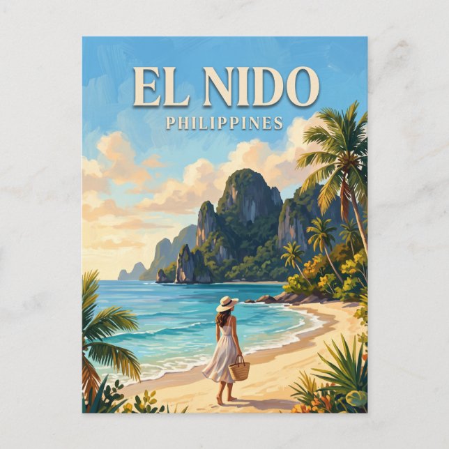 Carte Postale Plage de Las Cabanas, El Nido Philippines (Devant)