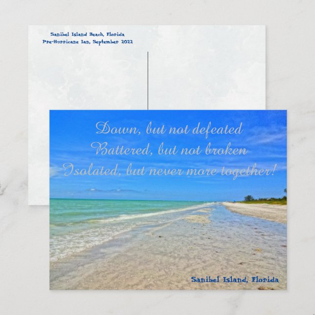 Carte Postale Plage de l'île de Sanibel Floride Pré-ouragan Ian (Devant / Derrière)