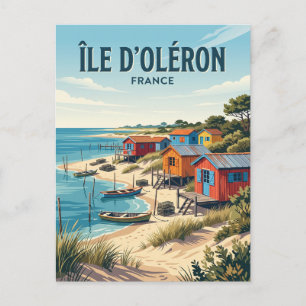 Carte Postale Plage de l'Île d'Oléron et cabanes à huîtres Franc