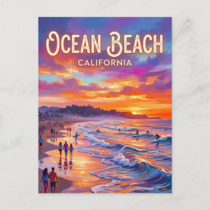 Carte Postale Plage de l'Océan au coucher du soleil Californie