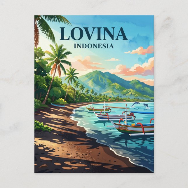 Carte Postale Plage de Lovina Indonésie (Devant)