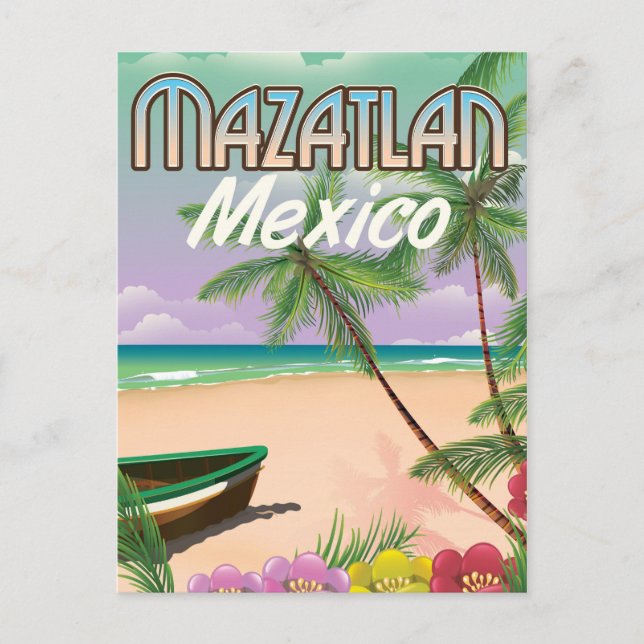 Carte Postale Plage de Mazatlan Mexique Affiche de voyage de pla (Devant)