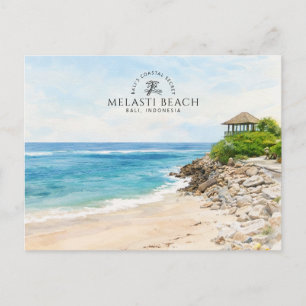 Carte Postale Plage de Melasti Bali, Indonésie, Souvenir Aquarel