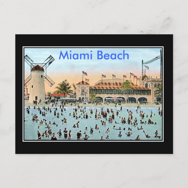 Carte Postale Plage de Miami Vintage (Devant)