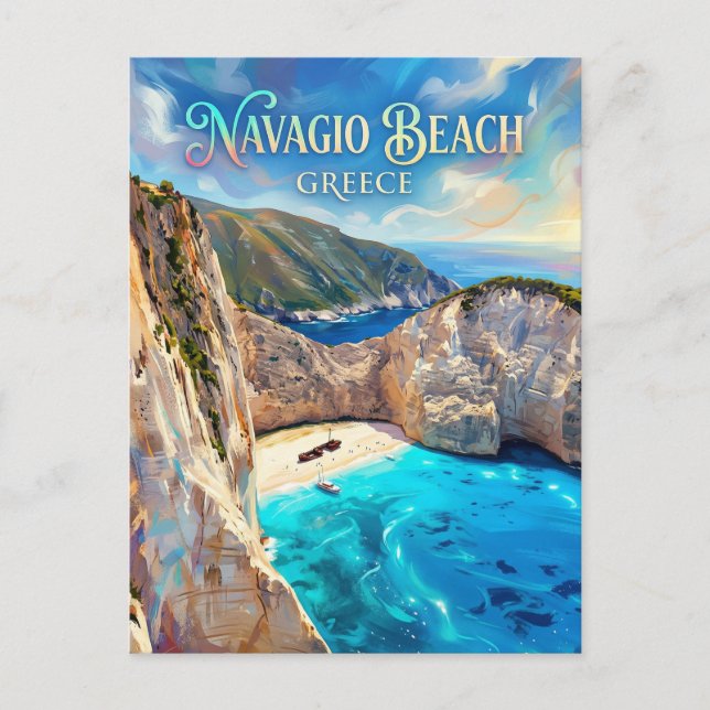 Carte Postale Plage de Navagio (Naufrage) Grèce (Devant)