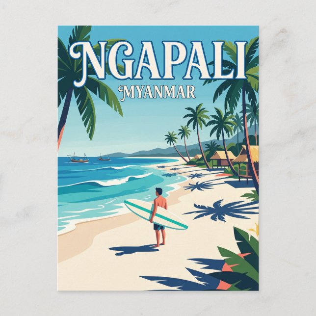 Carte Postale Plage de Ngapali Myanmar (Devant)
