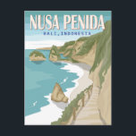 Carte Postale Plage de Nusa Penida Bali Indonésie Vintage<br><div class="desc">Conception de vecteur vintage balinais. C'est une île au sud-est de l'île indonésienne de Bali et un district de la régence de Klungkung qui comprend la petite île voisine de Nusa Lembongan et douze îles encore plus petites.</div>