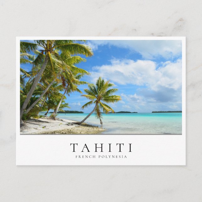 Carte Postale Plage de palmiers du Pacifique sur Tahiti, Polynés (Devant)