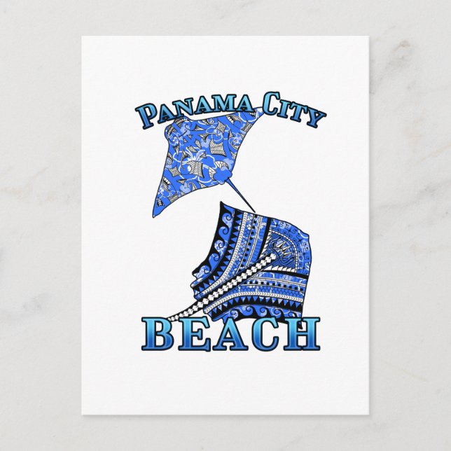 Carte Postale Plage de Panama Floride Vacances Tribal Stingray (Devant)