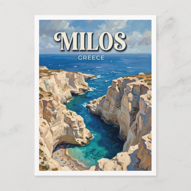 Carte Postale Plage de Papafragas Milos Grèce (Devant)