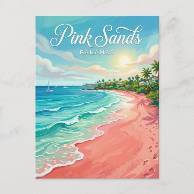Carte Postale Plage de Pink Sands Bahamas (Devant)