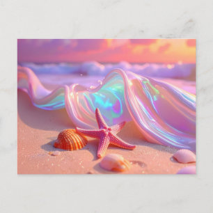 Carte Postale Plage de rêve fantastique avec de belles étoiles d