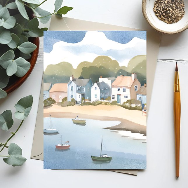 Carte Postale Plage de Rhode Island rivage aquarelle (Créateur téléchargé)