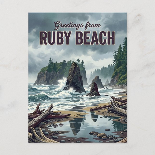 Carte Postale Plage de Ruby Washington (Devant)