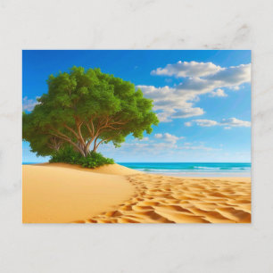Carte Postale Plage de sable de l'île tropicale déserte 
