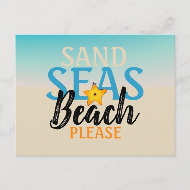 Carte Postale Plage de sable de Starfish (Devant)