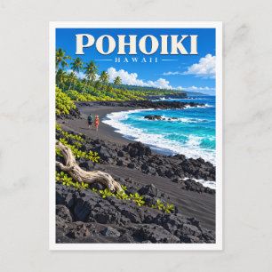 Carte Postale Plage de sable noir de Pohoiki Cadeau de voyage à