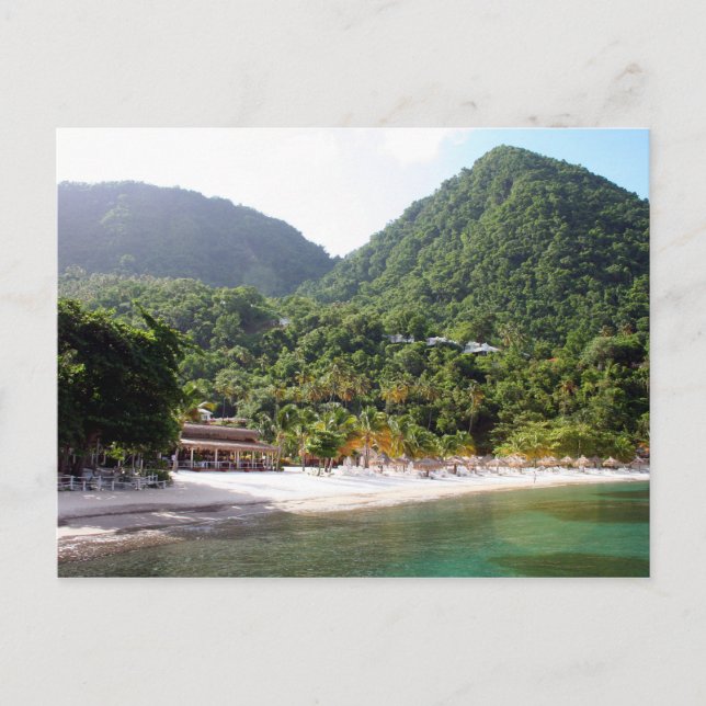 Carte Postale Plage de sable sur l'île de Sainte-Lucie (Devant)