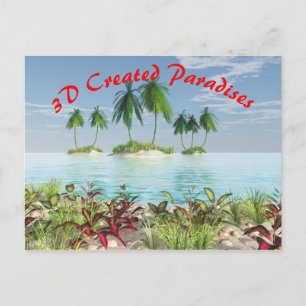 Carte Postale Plage de sable tropicale 3D Palm Tree Islands